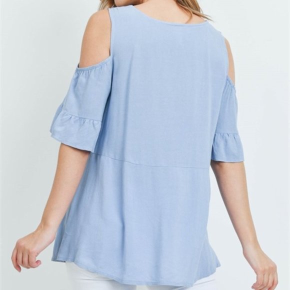 Blue Top Tunic Cold Shoulder - Picture 5 of 5